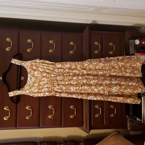 Brown Floral Midi Dress Size Small
